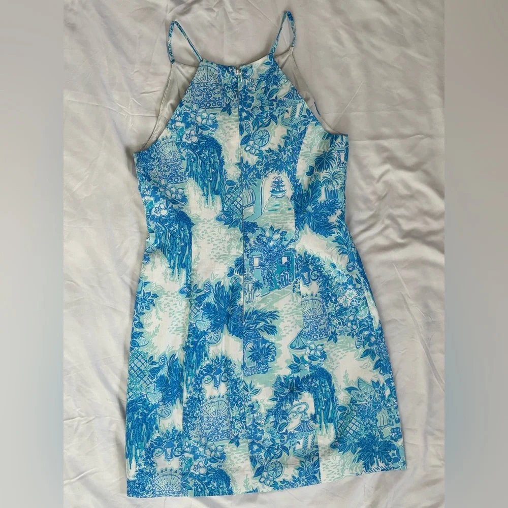 Lilly Pulitzer Pearl “It’s Toile About Me” Blue White Dress Size 4 - Picture 2 of 3